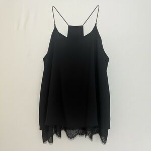 Sweet Journey Women M Black Tank Top With Lace Trim Goth Whimsygoth Feminine